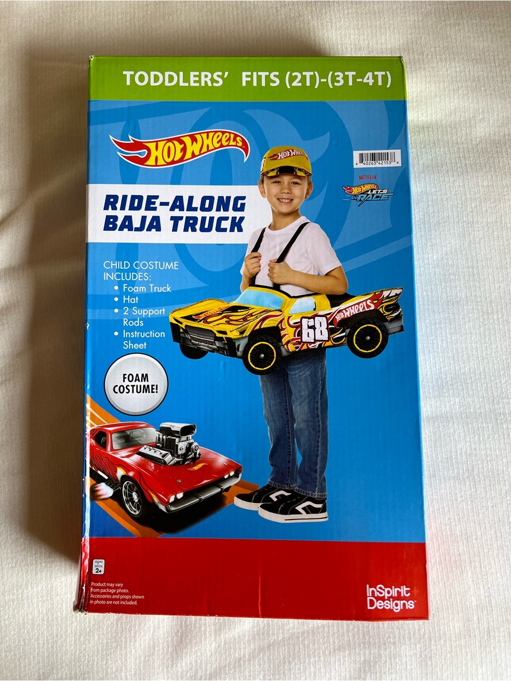 Toddler Hot Wheels Ride-Along Baja Truck Foam Costume - Blue/Yellow Halloween